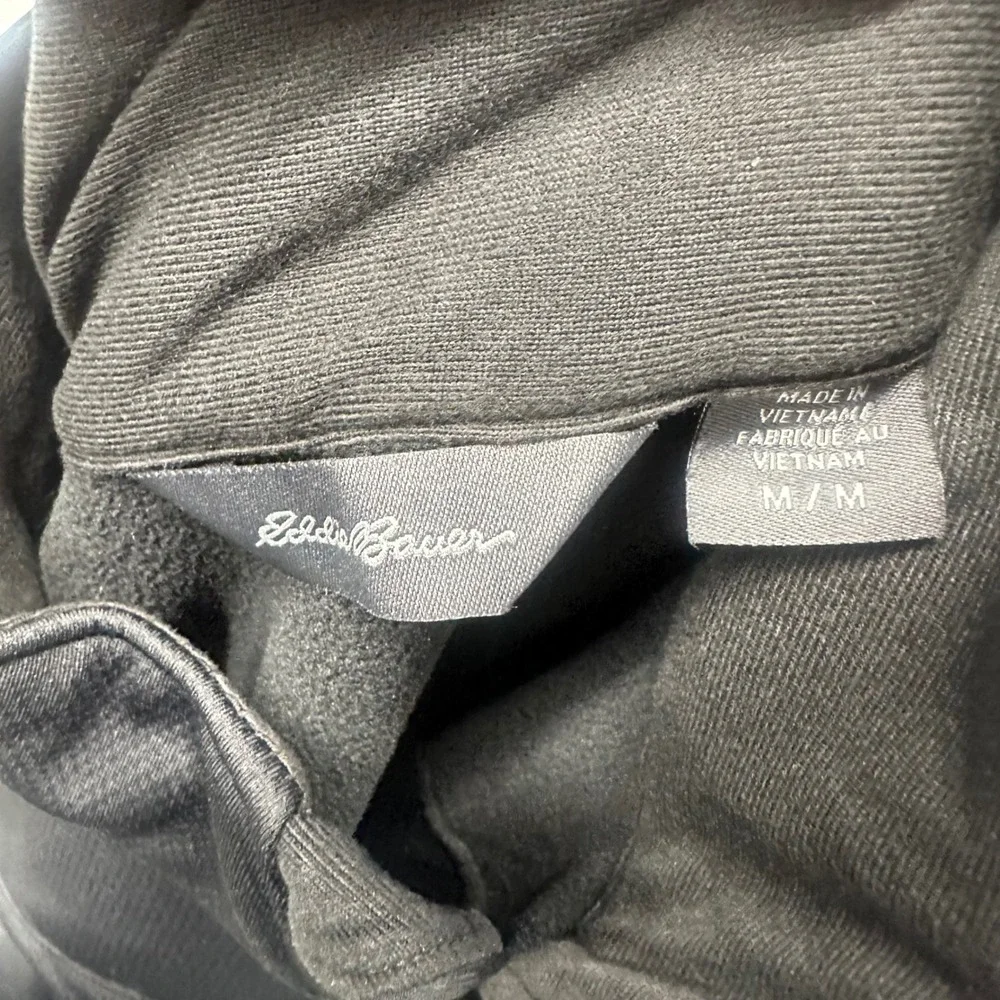 Eddie Bauer Black Softshell Jacket M Honeywell Logo Full Zip Fleece Lined